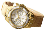 Guess Limelight Quartz Silver Dial Golden Leather Strap Watch For Women - W0775L2 Buy Now By Guess