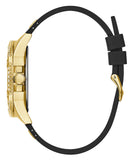 Guess Frontier Diamonds Gold Dial Black Rubber Strap Watch For Women - W1160L1 Buy Now By Guess