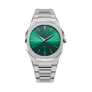 D1 Milano Ultra Thin Green Dial Silver Steel Strap Watch for Men - D1-UTBJ37 Authentic Buy Shop Now