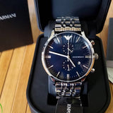 Emporio Armani Gianni Chronograph Blue Dial Silver Steel Strap Watch For Men - AR1648 Buy Now By Emporio Armani