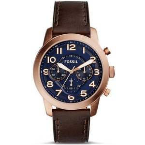 Fossil Pilot 54 Chronograph Blue Dial Brown Leather Strap Watch for Men - FS5204 Buy Now By Fossil
