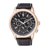 Citizen Eco Drive Calendrier Black Dial Brown Leather StrapWatch For Men - BU2023-12E Buy Now By Citizen
