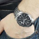 Guess Exec Chronograph Quartz Black Dial Silver Steel Strap Watch For Men - W0075G1 Buy Now By Guess