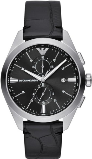 Emporio Armani Claudio Chronograph Black Dial Black Leather Strap Watch For Men - AR11542 Buy Now By Emporio Armani