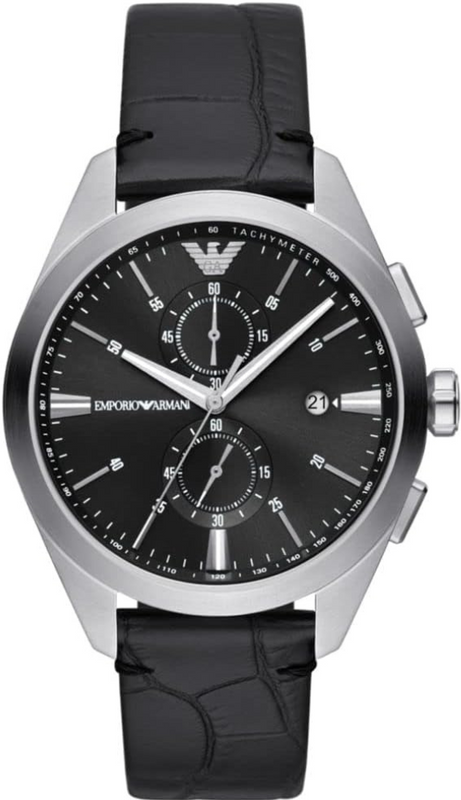 Emporio Armani Claudio Chronograph Black Dial Black Leather Strap Watch For Men - AR11542 Buy Now By Emporio Armani