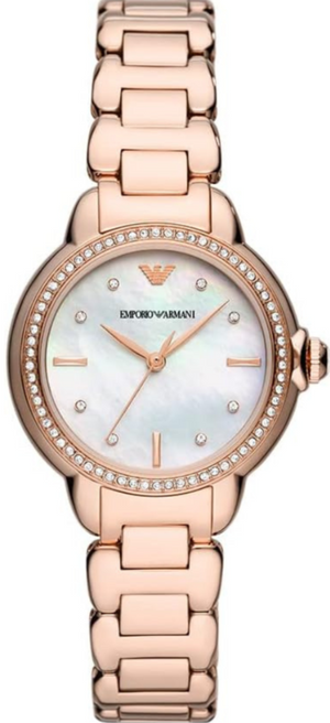 Emporio Armani Aira Three Hand Mother of Pearl Dial Rose Gold Steel Strap Watch For Women - AR11523 Buy Now By Emporio Armani