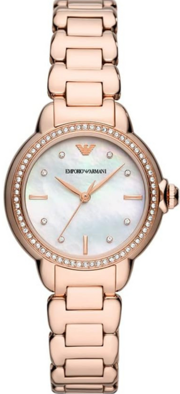 Emporio Armani Aira Three Hand Mother of Pearl Dial Rose Gold Steel Strap Watch For Women - AR11523 Buy Now By Emporio Armani