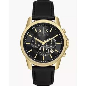 Armani Exchange Outerbanks Chronograph Black Dial Black Leather Strap Watch For Men - AX7133 Buy Now By Armani Exchange