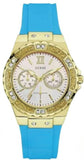 Guess Limelight Crystal White Dial Light Blue Rubber Strap Watch for Women - W1053L6 Buy Now By Guess
