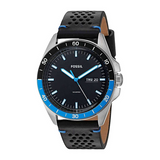 Fossil Sport 54 Day Date Black Dial Black Leather Strap Watch for Men - FS5321 Buy Now By Fossil