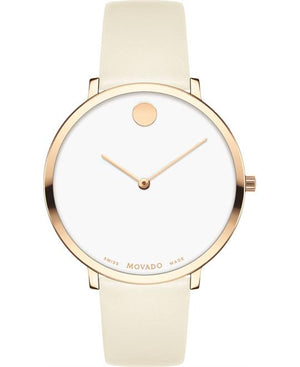 Movado Museum 70th Anniversary Special Edition White Dial White Leather Strap Watch For Women - 0607139 Buy Now By Movado
