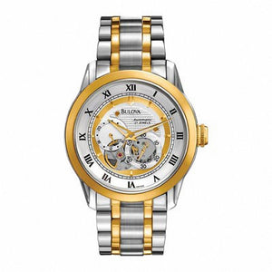 Bulova BVA Skeleton Silver Dial Two Tone Steel Strap Watch for Men - 98A123 Buy Now By Bulova