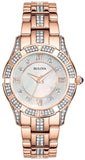 Bulova Crystal Mother of Pearl Dial Rose Gold Steel Strap Watch for Women - 98L197 Buy Now By Bulova