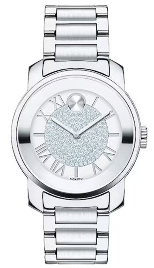 Movado Bold Crystal Pave Silver Dial Silver Steel Strap Watch for Women - 3600254 Buy Now By Movado