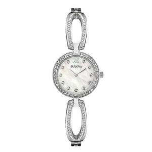 Bulova Crystal Collection Mother of Pearl Dial Silver Steel Strap Watch for Women - 96L223 Buy Now By Bulova