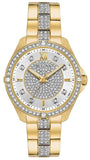 Bulova Crystal Collection Silver Crystal Dial Gold Steel Strap Watch for Women - 98L228 Buy Now By Bulova