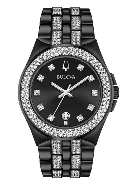 Bulova Crystal Collection Black Dial Two Tone Steel Strap Watch for Men - 98K101 Buy Now By Bulova