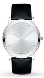 Movado Sapphire Silver Dial Black Leather Strap Watch for Men - 606694 Buy Now By Movado
