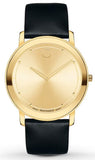 Movado Sapphire Gold Dial Black Leather Strap Watch For Men - 606883 Buy Now By Movado