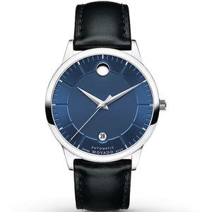 Movado 1881 Automatic Blue Dial Black Leather Strap Watch For Men - 606874 Buy Now By Movado