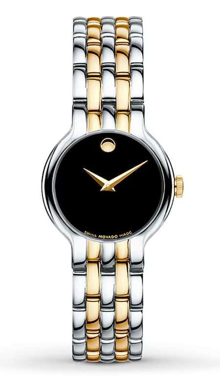 Movado Veturi Quartz Black Dial Two Tone Steel Strap Watch for Women - 0606933 Buy Now By Movado