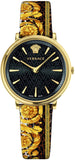 Versace V-Circle Black Dial Gold Leather Strap Watch for Women - VBP13017 Buy Now By Versace