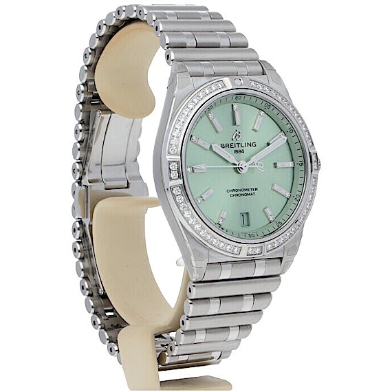 Breitling Chronomat Automatic 36 Diamonds Green Dial Two Tone Steel Strap Watch for Women - A10380591L1A1 Buy Now By Breitling