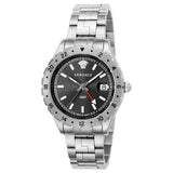 Versace Hellenyium GMT Black Dial Silver Steel Strap Watch for Men - V11020015 Buy Now By Versace