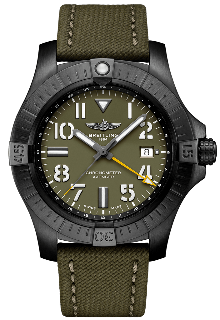 Breitling Avenger Automatic GMT 45 Night Mission Green Dial Green Nylon Strap Watch for Men - V323952A1L1X1 Buy Now By Breitling