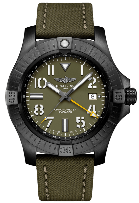 Breitling Avenger Automatic GMT 45 Night Mission Green Dial Green Nylon Strap Watch for Men - V323952A1L1X1 Buy Now By Breitling