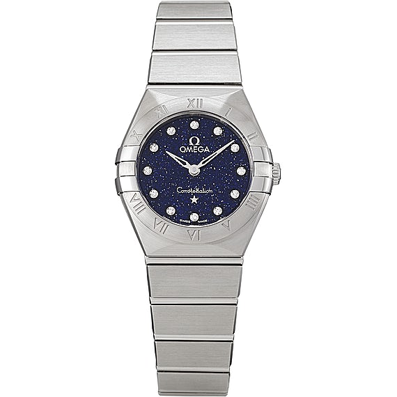 Omega Constellation Manhattan Quartz Diamonds Blue Dial Silver Steel Strap Watch for Women - 131.10.25.60.53.001 Buy Now By Omega