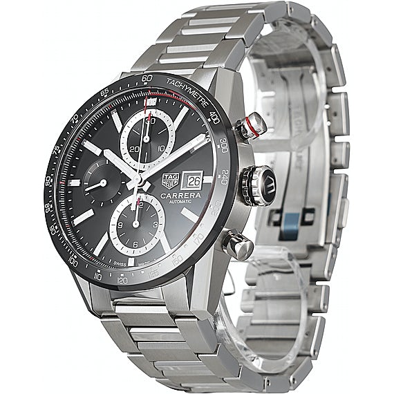 Tag Heuer Carrera Automatic Chronograph Black Dial Silver Steel Strap Watch for Men - CBM2110.BA0651 Buy Now By Tag Heuer