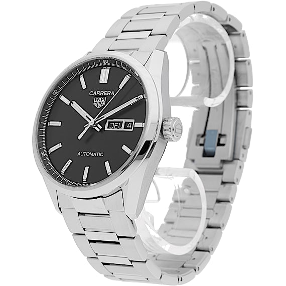Tag Heuer Carrera Day Date Automatic Black Dial Silver Steel Strap Watch for Men - WBN2010.BA0640 Buy Now By Tag Heuer