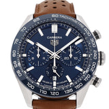 Tag Heuer Carrera Automatic Chronograph Blue Dial Brown Leather Strap Watch for Men - CBN2A1A.FC6537 Buy Now By Tag Heuer