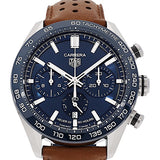 Tag Heuer Carrera Automatic Chronograph Blue Dial Brown Leather Strap Watch for Men - CBN2A1A.FC6537 Buy Now By Tag Heuer