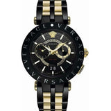 Versace V-Race Analog Quartz Black Dial Two Tone Steel Strap Watch For Men - VEBV00619 Buy Now By Versace