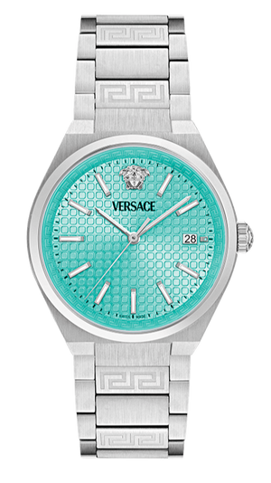 Versace V-Auria Quartz Turquoise Dial Silver Steel Strap Watch for Women - VE0F00225 Buy Now By Versace