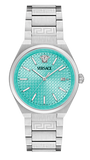 Versace V-Auria Quartz Turquoise Dial Silver Steel Strap Watch for Women - VE0F00225 Buy Now By Versace