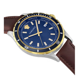 Versace Hellenyium GMT Blue Dial Brown Leather Strap Watch for Men - V11080017 Buy Now By Versace
