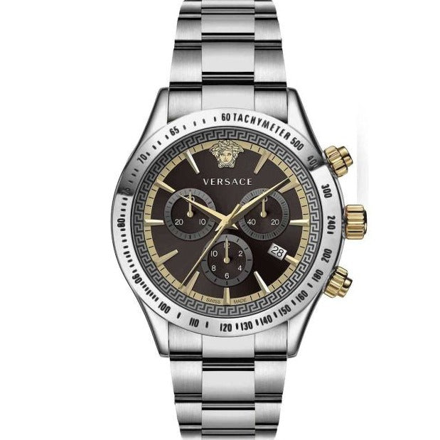 Versace Classic Chronograph Quartz Black Dial Silver Steel Strap Watch For Men - VEV700419 Buy Now By Versace