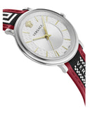 Versace V Circle Silver Dial Two Tone Leather Strap Watch for Men - VEBQ01319 Buy Now By Versace