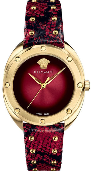 Versace Shadov Quartz Red Dial Red Leather Strap Watch for Women - VEBM00918 Buy Now By Versace