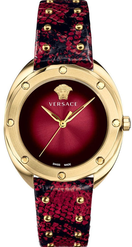 Versace Shadov Quartz Red Dial Red Leather Strap Watch for Women - VEBM00918 Buy Now By Versace