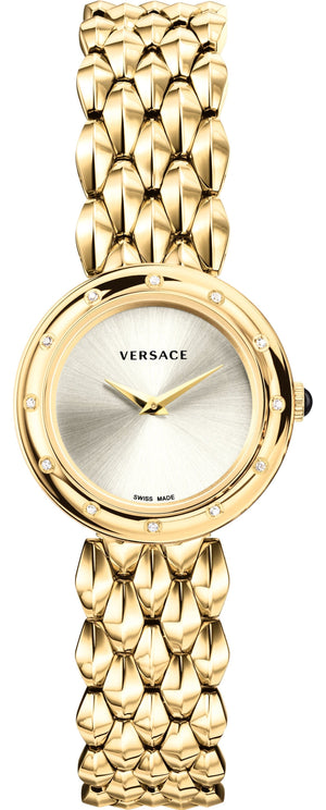 Versace V-Flare Quartz Silver Dial Gold Steel Strap Watch for Women - VEBN00818 Buy Now By Versace