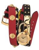 Versace Medusa Lock Icon Gold Dial Red Leather Strap Watch for Women - VEDW00119 Buy Now By Versace