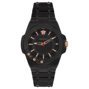 Versace Chain Reaction Quartz Black Dial Black Steel Strap Watch for Men - VEDY00719 Buy Now By Versace