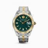 Versace Greca Time Quartz Green Dial Two Tone Steel Strap Watch For Men - VE3K00422 Buy Now By Versace