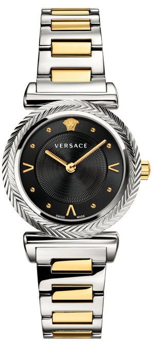Versace V-Motif Black Dial Two Tone Steel Strap Watch for Women - VERE00518 Buy Now By Versace