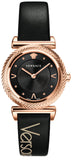 Versace V-Motif Vintage Logo Black Dial Black Leather Strap Watch for Women - VERE00818 Buy Now By Versace