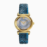 Versace V-Motif Vintage Logo Diamonds Blue Dial Blue Leather Strap Watch for Women - VERE01018 Buy Now By Versace
